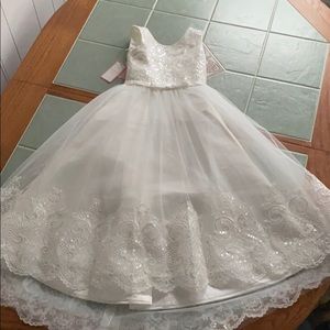 NWT Long white flower girl dress!